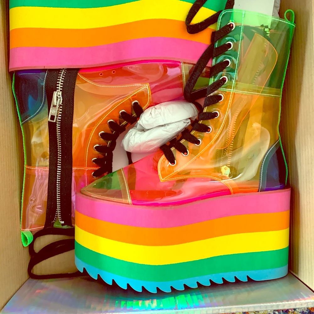 Multi-colored Platform Boots- Almost New!